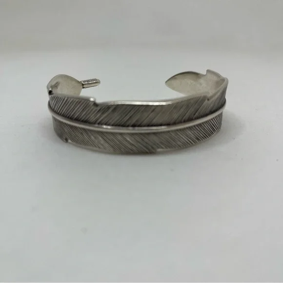 Sterling Silver 925 Feather cuff bracelet